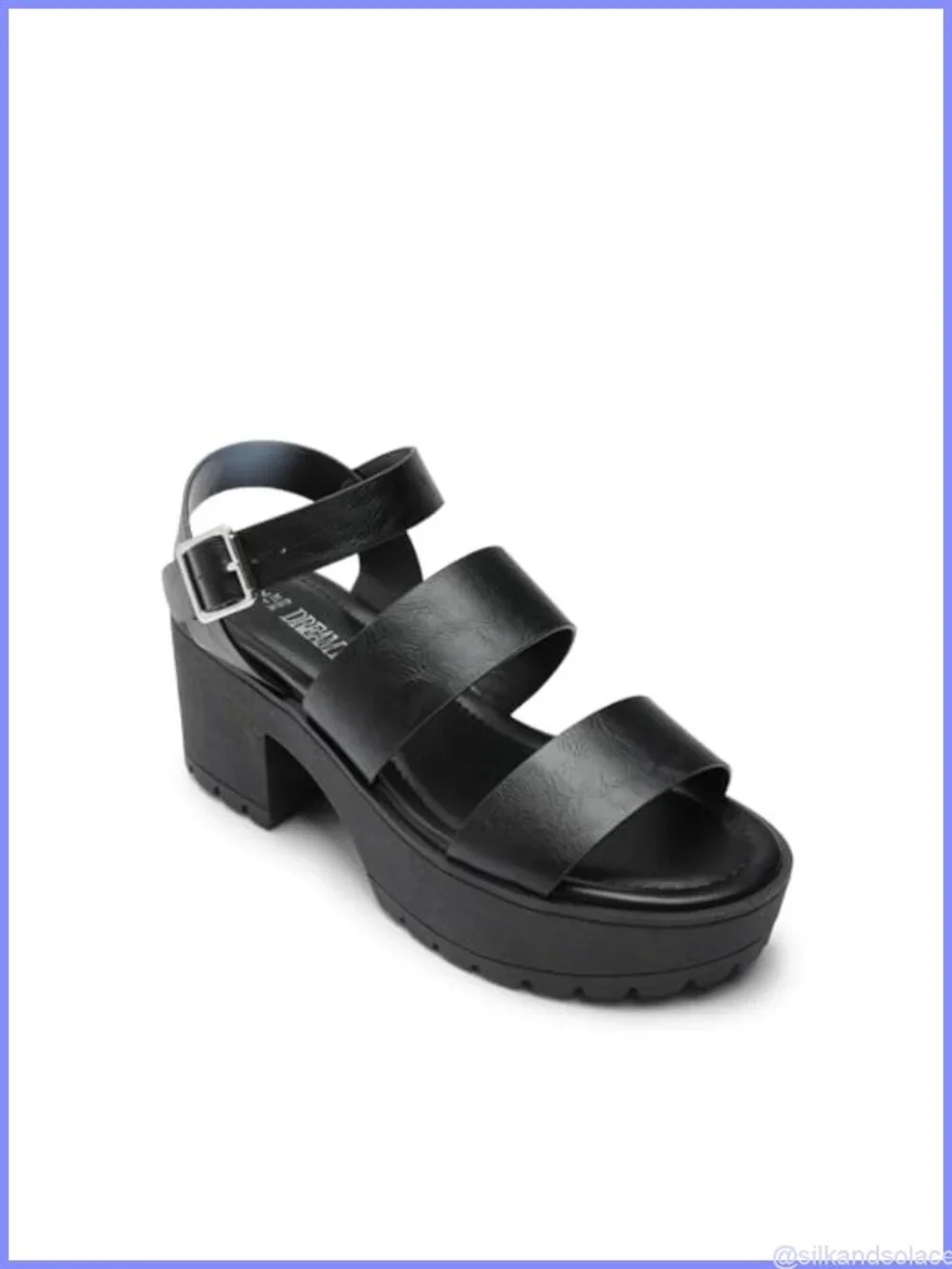 Women's Platform Chunky Low Heel Sandals, Faux Leather, Adjustable Buckle